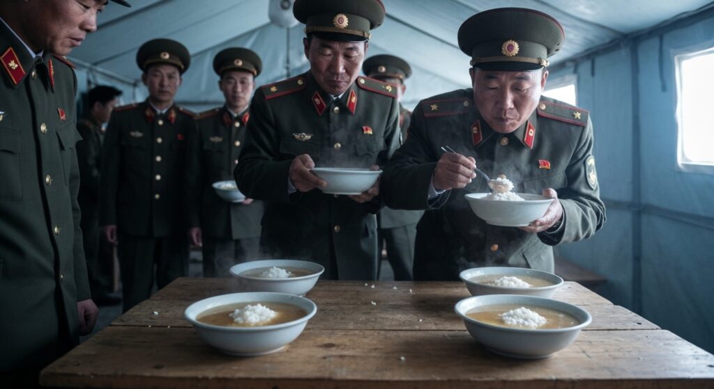닭을 갈아서 즙으로 만들어 닭국물에 밥을 말아먹는 북한 장교들